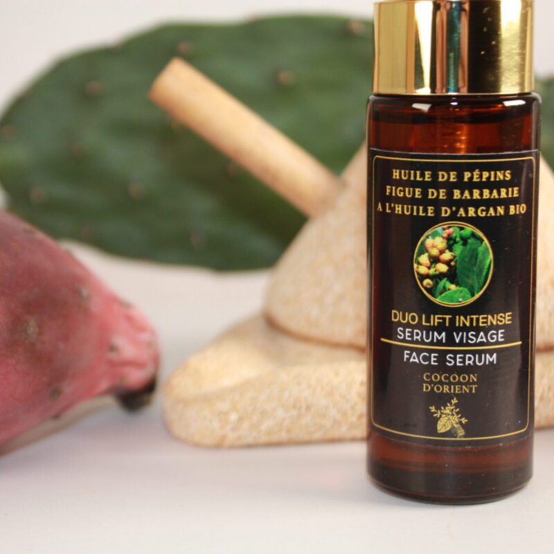 Sérum anti-rides naturel peau mature Duo Lift Intense Cocoon d’Orient – huile d’argan bio et figue de barbarie, soin visage raffermissant peau mature