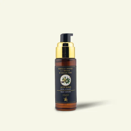 Texture fluide du sérum visage apaisant argan bio vanille – absorption rapide