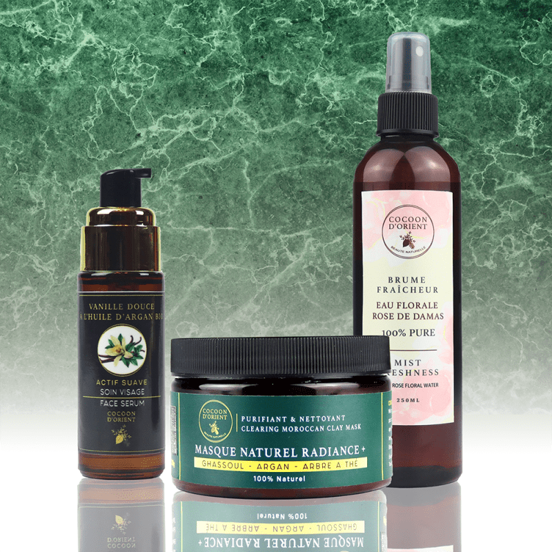 Routine Visage Anti-Tâches & imperfections Cocoon d'Orient avec argan, ghassoul et rose de Damas