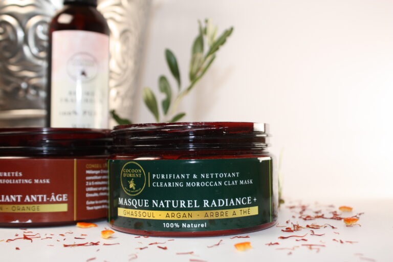 Masque Radiance exfoliant naturel au ghassoul et argan bio pour rituel hammam purifiant