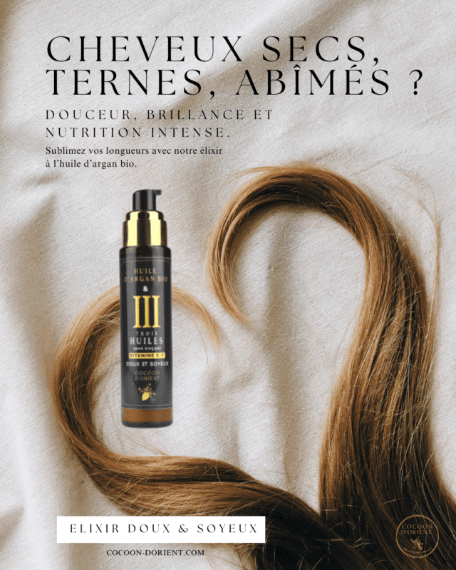 Soin cheveux naturel à l’huile d’argan bio pour hydrater, adoucir et réparer les cheveux secs