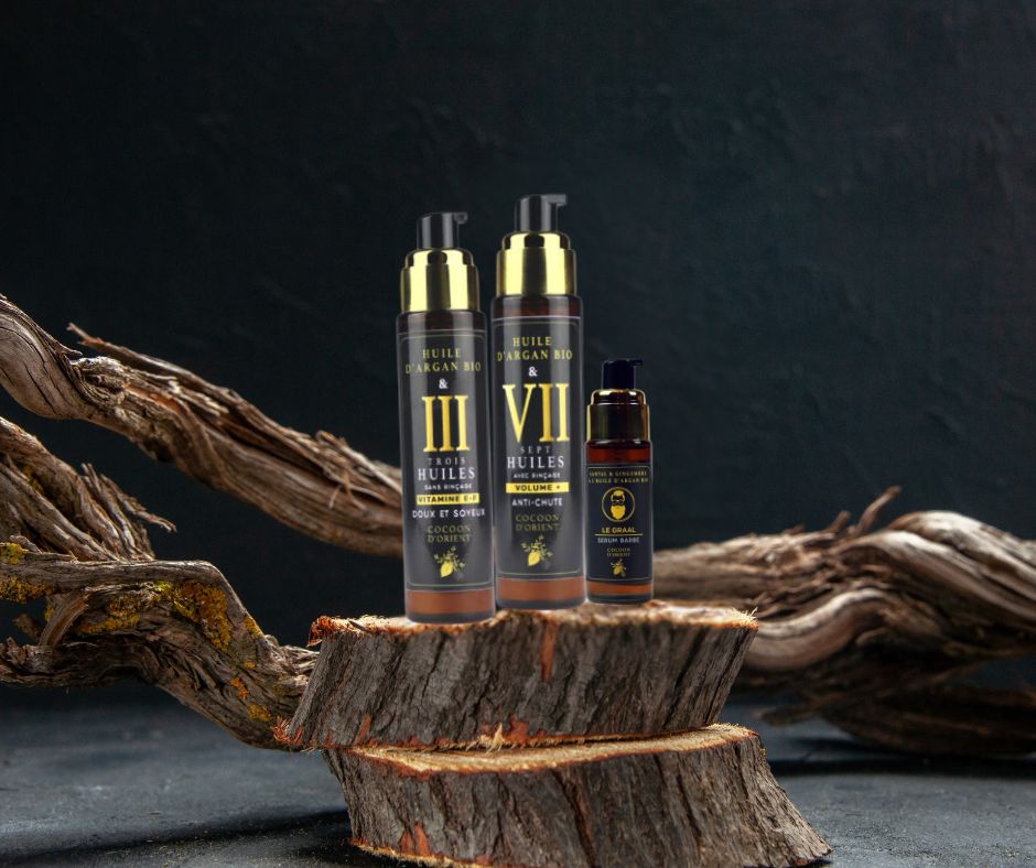 Soins anti-chute cheveux et barbe Cocoon d’Orient – huiles végétales argan bio, miel, gingembre